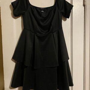 Ashley Stewart Black A-Line Puff Sleeve Dress